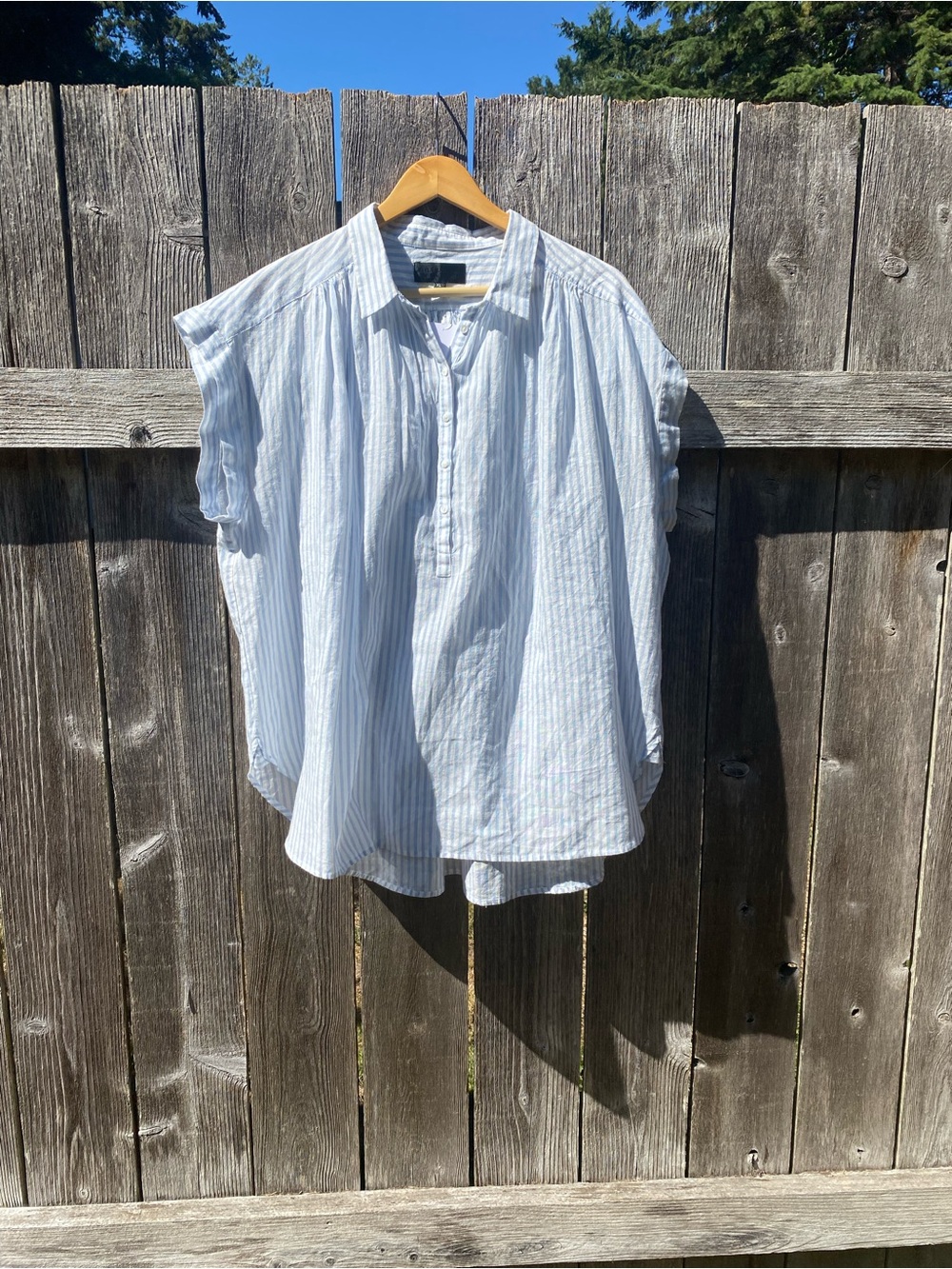 NILI LOTAN NWT XL NORMANDY BLOUSE IVORY BLUE STRIPE